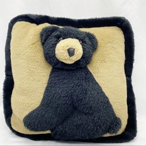Vintage Faux Fur 3D Bear Square Pillow